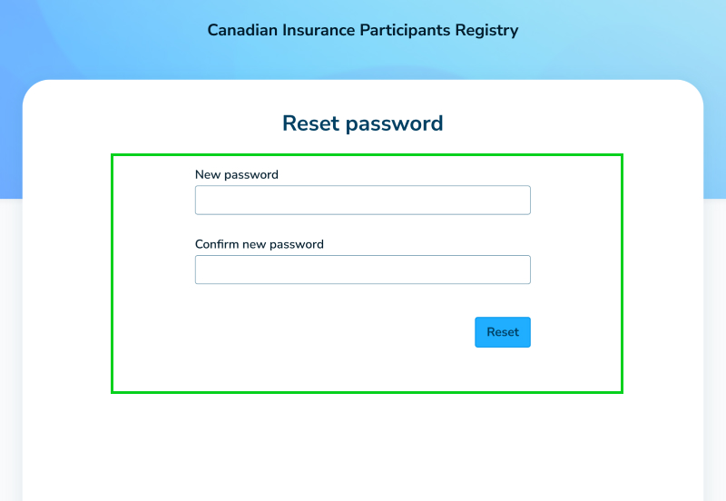 Reset password page form image