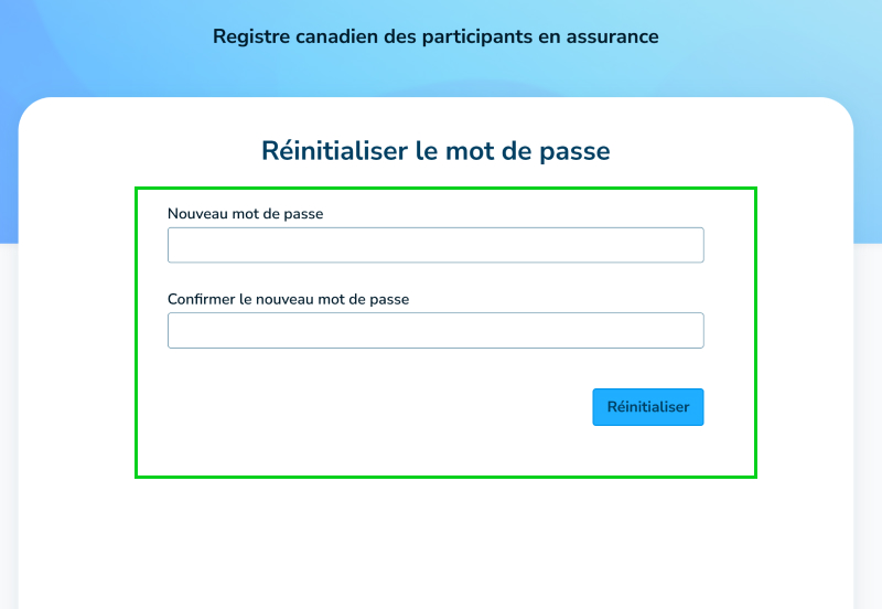 Reset password page form image